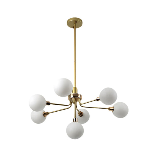 Modern 7-Light Opal Glass Chandelier In Black/Coffee/Gold Finish