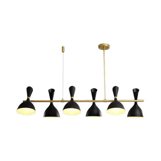 Nordic Hanging Chandelier - Metal Horn Shade Black/White 4/6 Lights For Dining Room Or Island