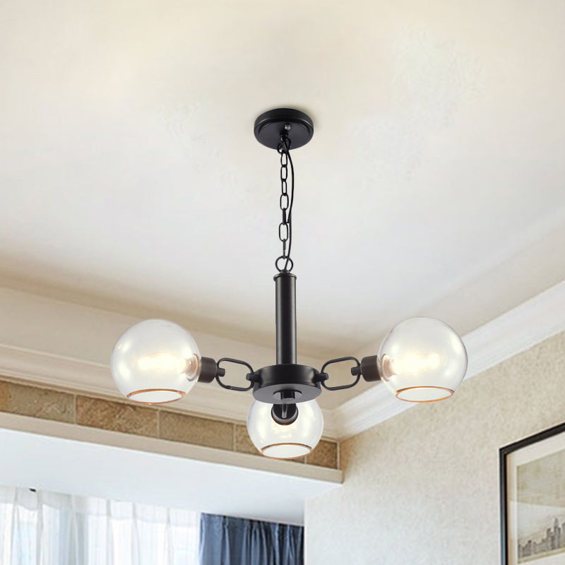 Modern Globe Chandelier: Black/Gold/White | 3/6 Light Pendant For Living Room