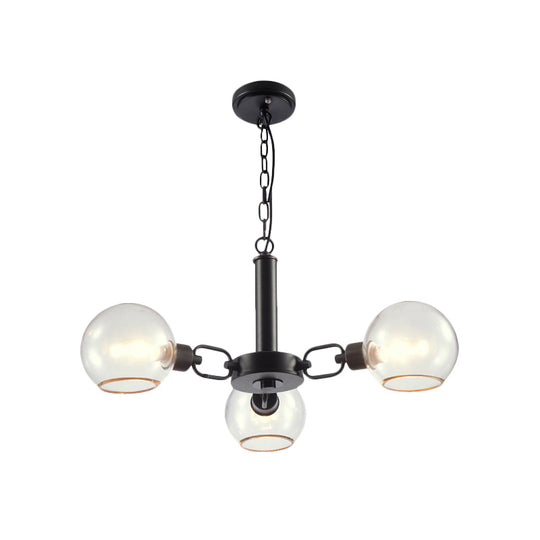 Modern Globe Chandelier: Black/Gold/White | 3/6 Light Pendant For Living Room