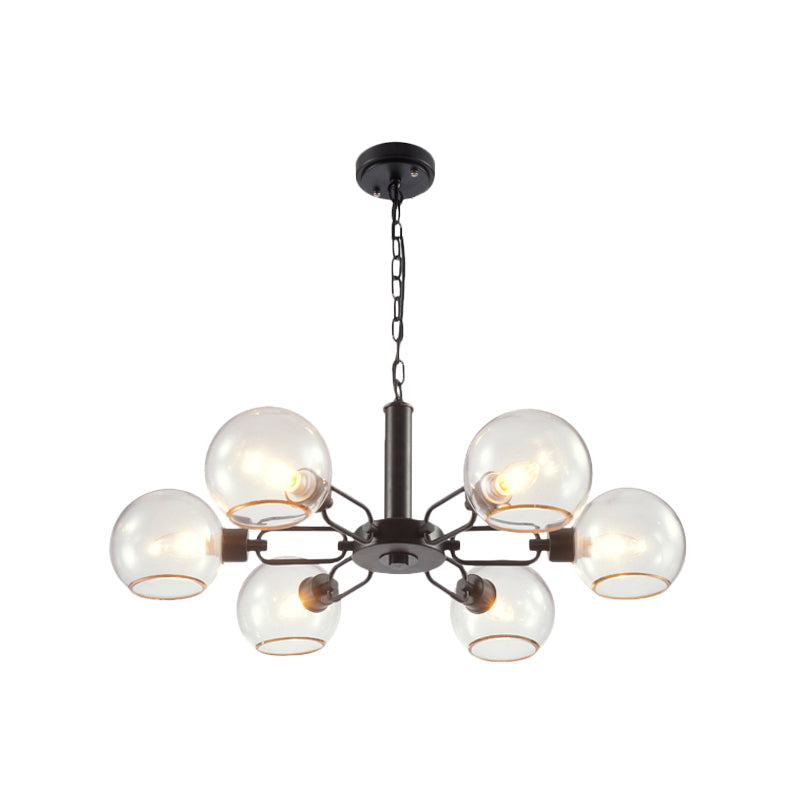 Modern Globe Chandelier: Black/Gold/White | 3/6 Light Pendant For Living Room