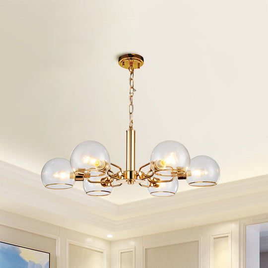 Modern Globe Chandelier: Black/Gold/White | 3/6 Light Pendant For Living Room