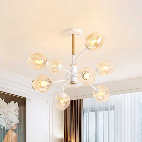 Branch Chandelier With Glass Shades: Restaurant Suspension Lamp (6/8 Lights) In Amber/Blue