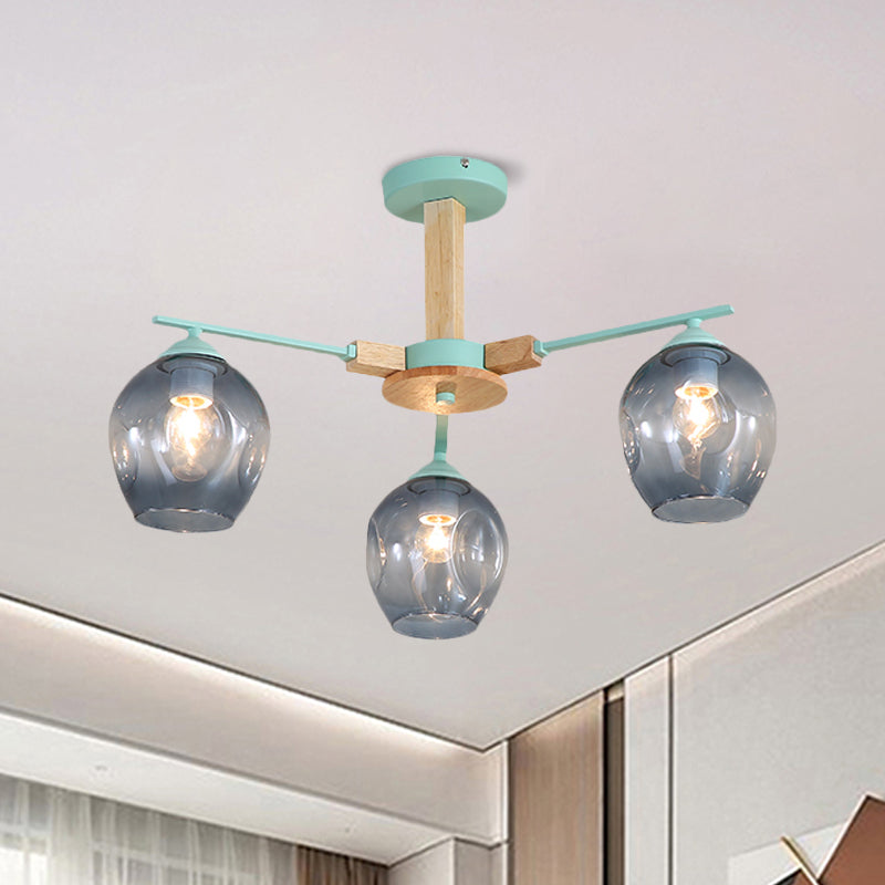 Modern Smoke Gray Glass Pendant Chandelier - 3/6 Light Modo Hanging Fixture for Living Room