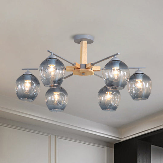 Modern Modo Pendant Chandelier - Smoke Gray Glass 3/6 Light Fixture For Living Room 6 / Grey