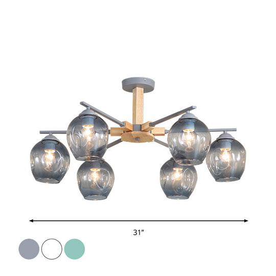 Modern Modo Pendant Chandelier - Smoke Gray Glass 3/6 Light Fixture For Living Room