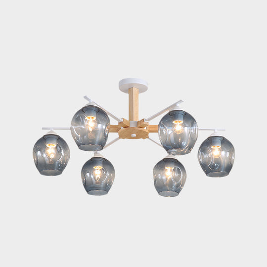 Modern Modo Pendant Chandelier - Smoke Gray Glass 3/6 Light Fixture For Living Room