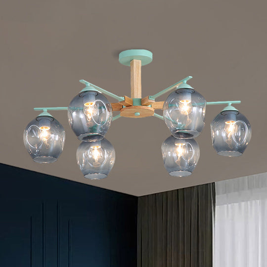 Modern Smoke Gray Glass Pendant Chandelier - 3/6 Light Modo Hanging Fixture for Living Room