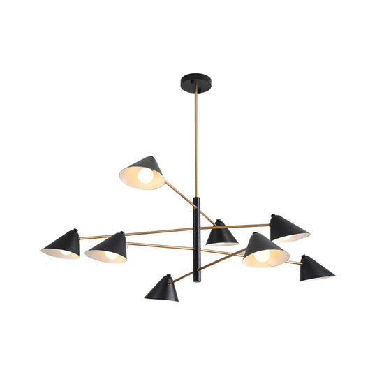 Contemporary Black Cone Shade Chandelier Light - 4/6/8 Lights Modern Hanging Lamp For Sitting Room