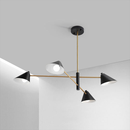 Contemporary Black Cone Shade Chandelier Light - 4/6/8 Lights Modern Hanging Lamp For Sitting Room