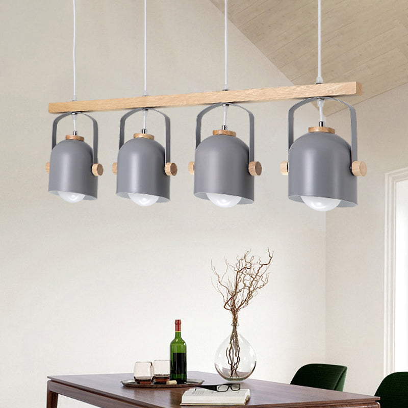 Modern White And Grey Dome Shade Chandelier - Nordic Metal Island Light