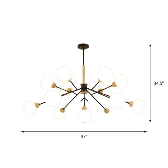 Contemporary Branch Chandelier With Opal Glass Shades - 7/13 Lights For Restaurant Ceiling