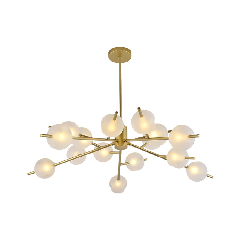 Post Modern Bubble Pendant Light - 12/15-Light Frosted Glass Chandelier In Black/Gold