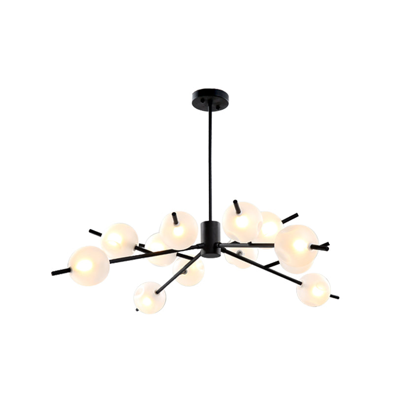 Post Modern Bubble Pendant Light - 12/15-Light Frosted Glass Chandelier In Black/Gold