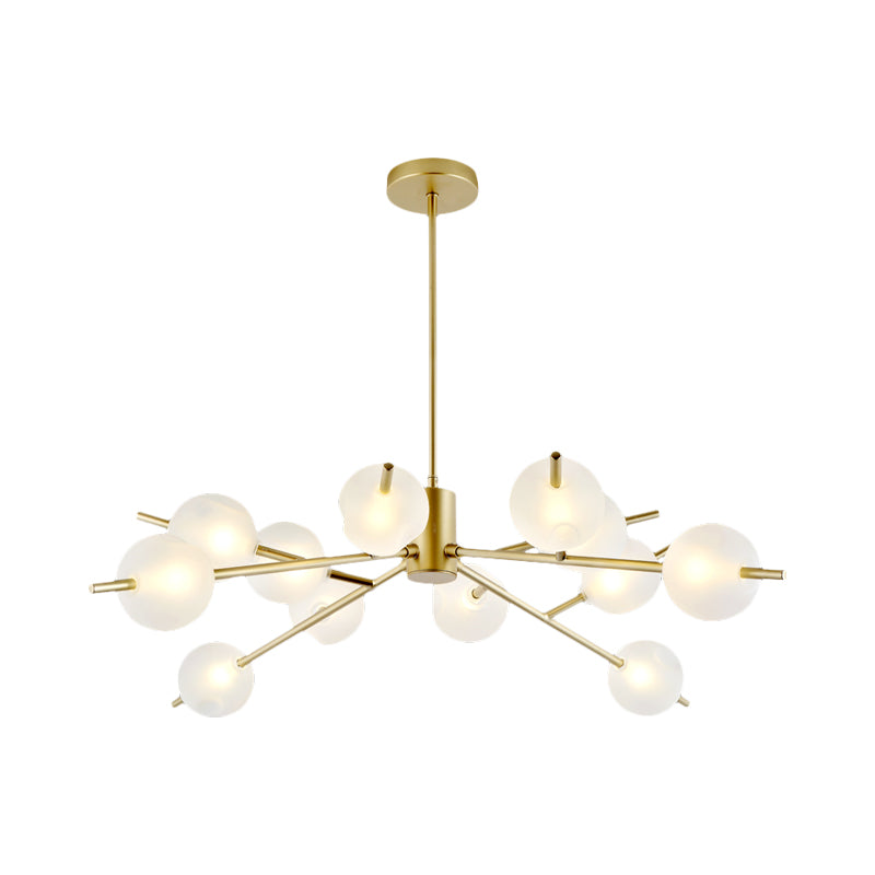 Post Modern Bubble Pendant Light - 12/15-Light Frosted Glass Chandelier In Black/Gold