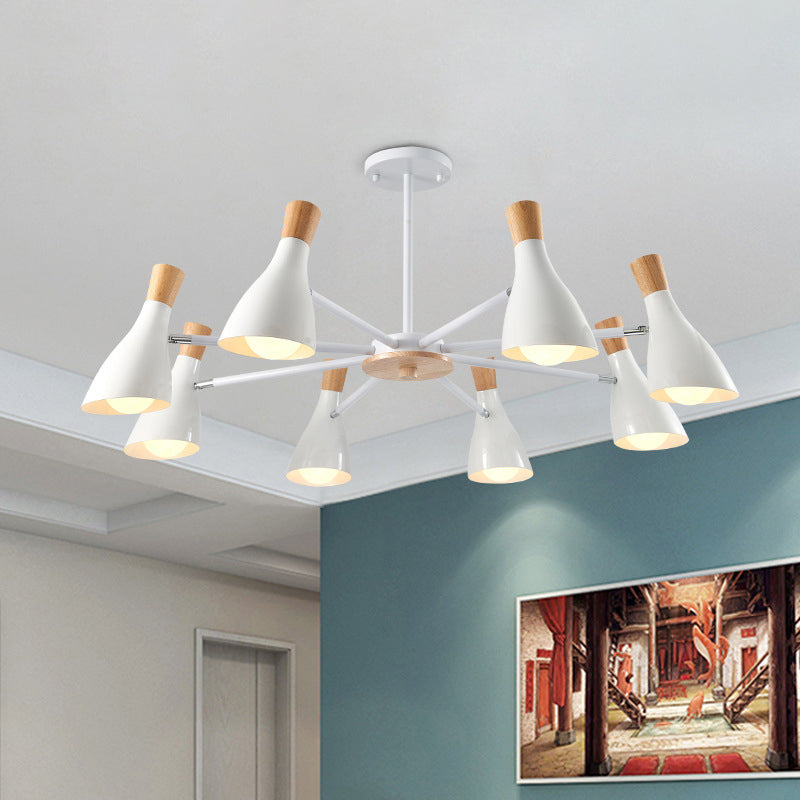 Macron Modern Metal Chandelier - Undertint Suspension Light 8 Bulbs Perfect For Hotel Spaces White