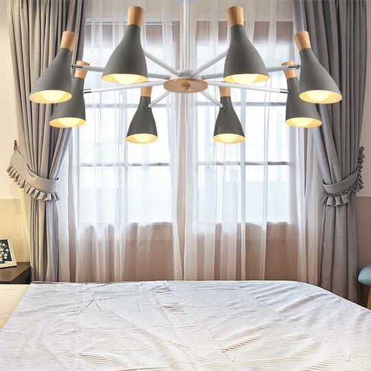 Macron Modern Metal Chandelier - Undertint Suspension Light 8 Bulbs Perfect For Hotel Spaces