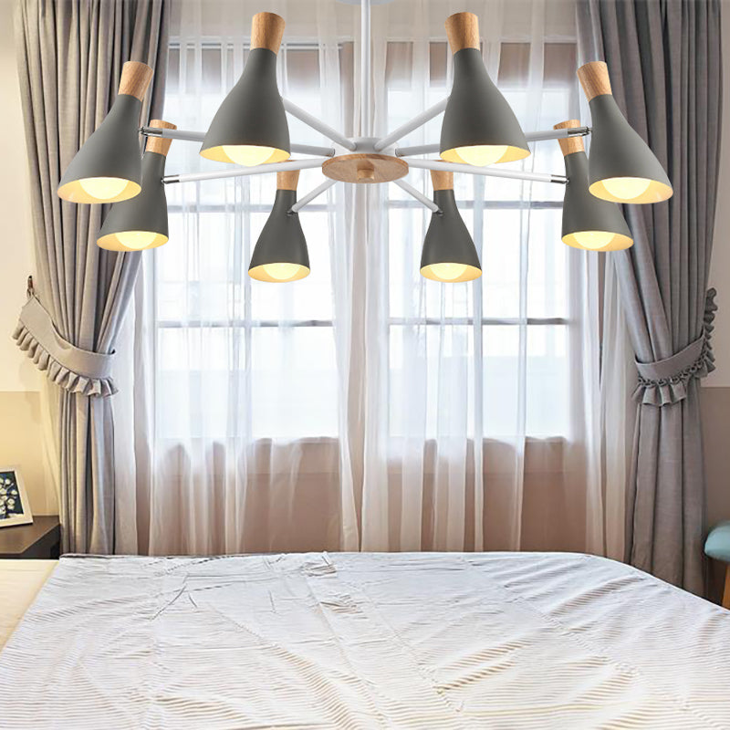 Macron Modern Metal Chandelier - Undertint Suspension Light 8 Bulbs Perfect For Hotel Spaces Grey