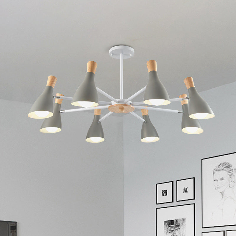 Macron Modern Metal Chandelier - Undertint Suspension Light 8 Bulbs Perfect For Hotel Spaces