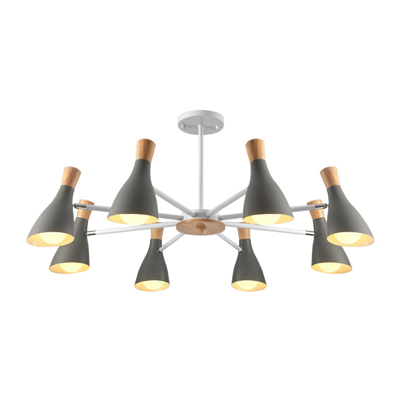 Macron Modern Metal Chandelier - Undertint Suspension Light 8 Bulbs Perfect For Hotel Spaces