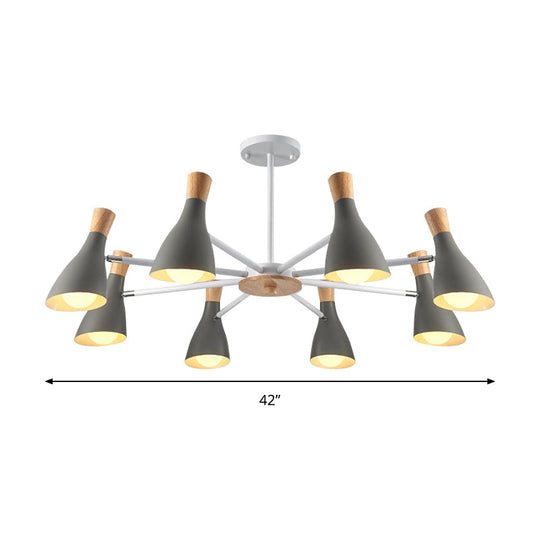 Macron Modern Metal Chandelier - Undertint Suspension Light 8 Bulbs Perfect For Hotel Spaces