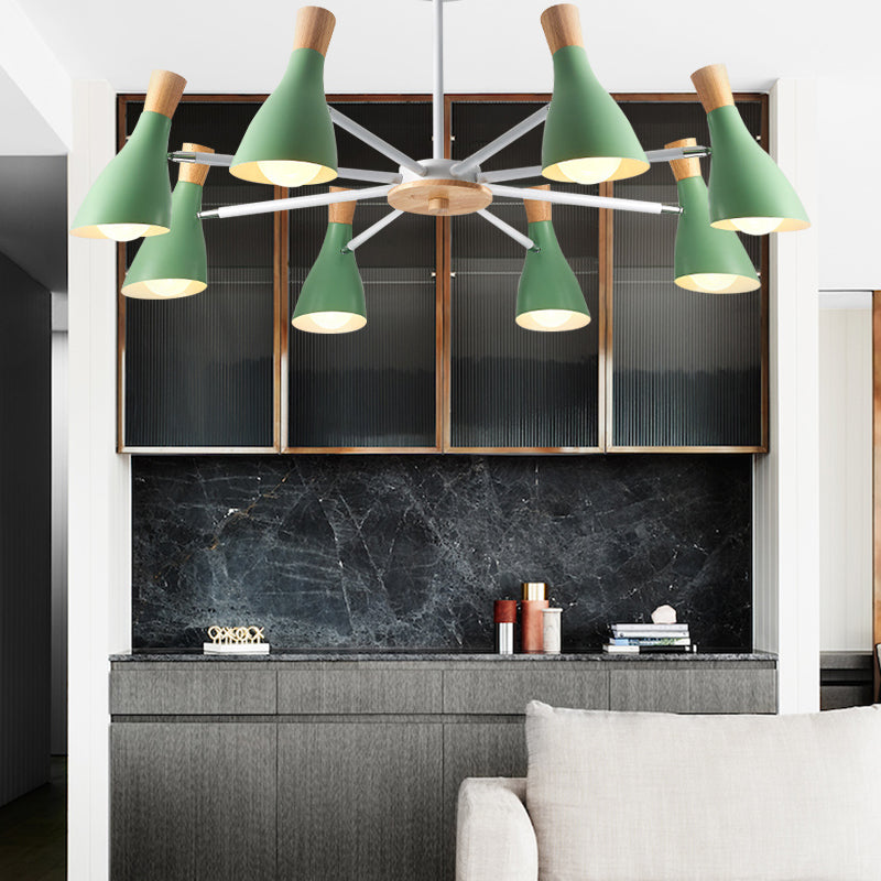 Macron Modern Metal Chandelier - Undertint Suspension Light 8 Bulbs Perfect For Hotel Spaces