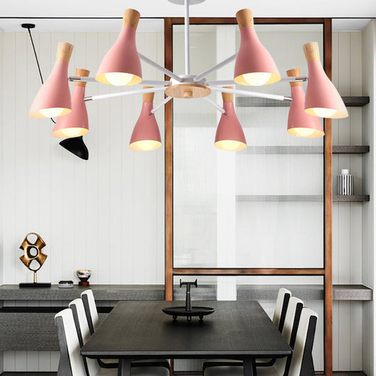 Macron Modern Metal Chandelier - Undertint Suspension Light 8 Bulbs Perfect For Hotel Spaces