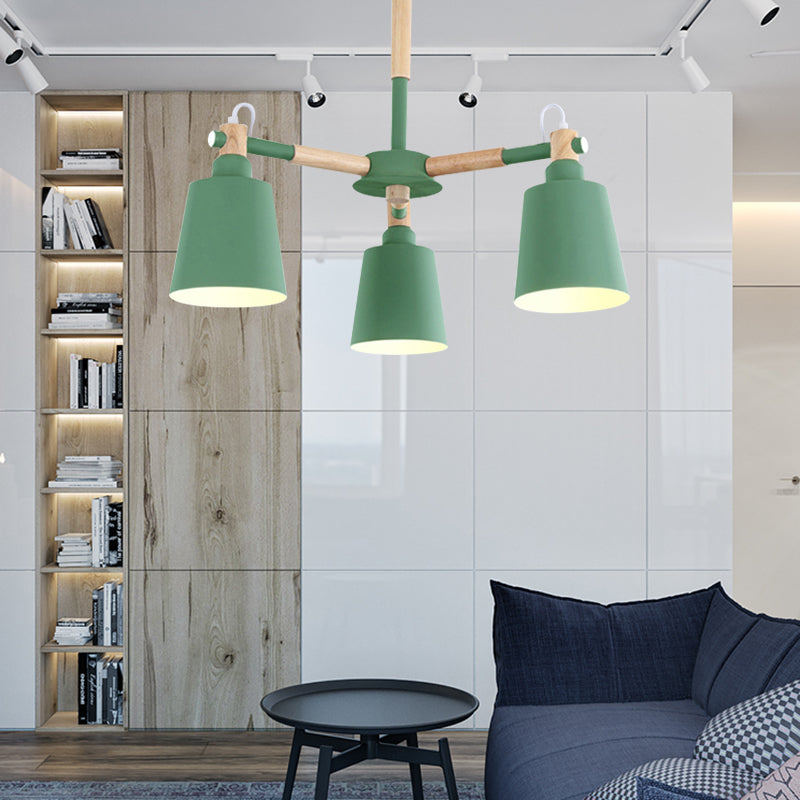 Nordic Contemporary Hanging Light - Cloth Shop Bucket Chandelier With Metal Frame (3 Lights)