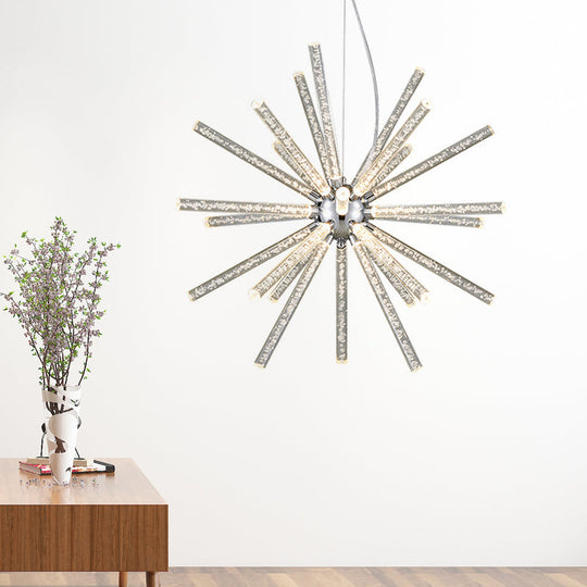 Modern Crystal LED Starburst Chandelier Pendant Light - 12.5"/18"/28" Wide, Clear Hanging Ceiling Fixture