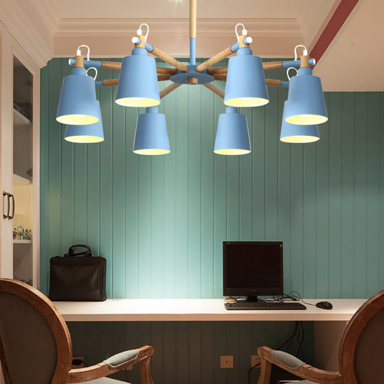 Macaron Metal Chandelier: Stylish Hanging Light With 8 Lights For Kids Bedroom