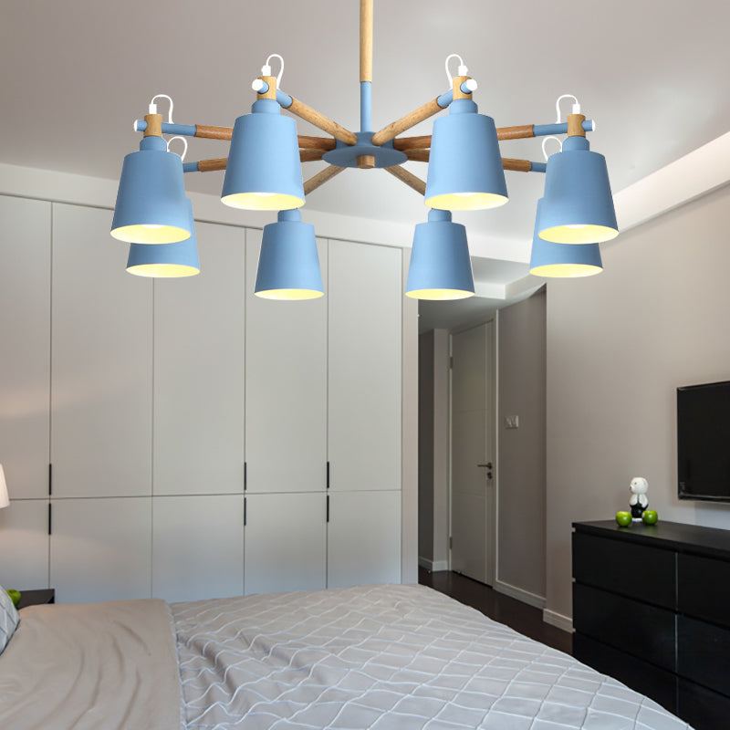 Macaron Metal Chandelier: Stylish Hanging Light With 8 Lights For Kids Bedroom