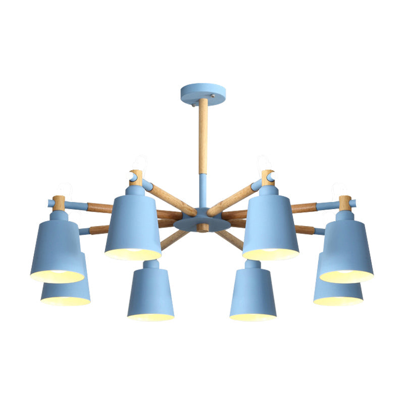 Macaron Metal Chandelier: Stylish Hanging Light With 8 Lights For Kids Bedroom