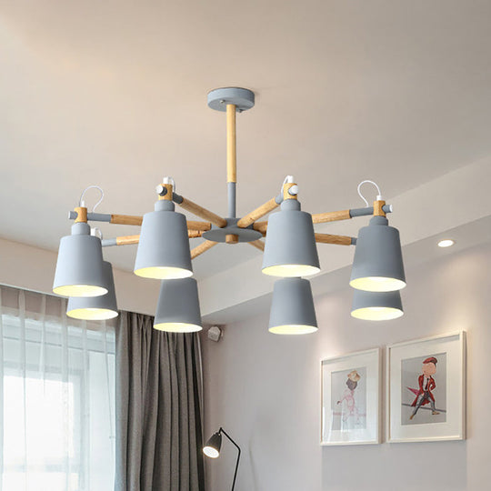 Macaron Metal Chandelier: Stylish Hanging Light With 8 Lights For Kids Bedroom