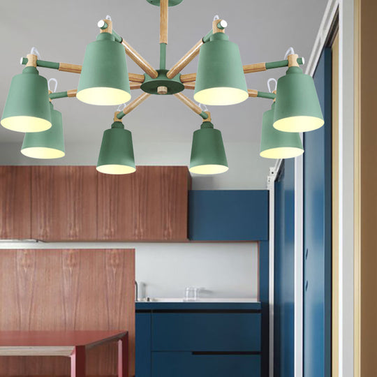 Macaron Metal Chandelier: Stylish Hanging Light With 8 Lights For Kids Bedroom