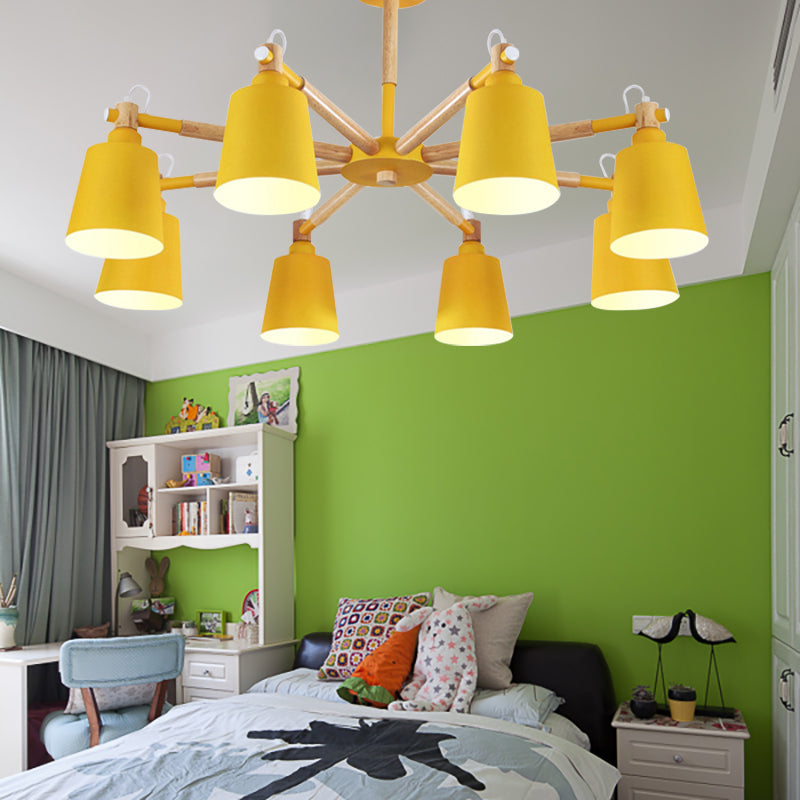 Macaron Metal Chandelier: Stylish Hanging Light With 8 Lights For Kids Bedroom