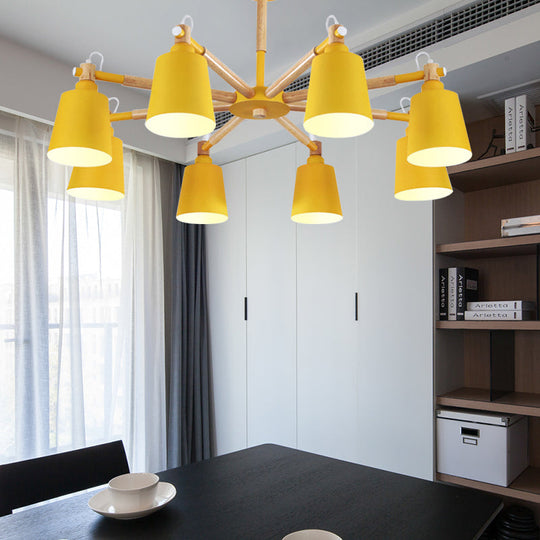 Macaron Metal Chandelier: Stylish Hanging Light With 8 Lights For Kids Bedroom