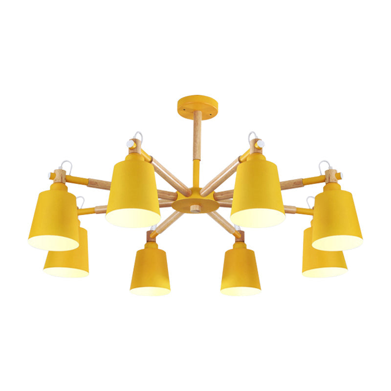 Macaron Metal Chandelier: Stylish Hanging Light With 8 Lights For Kids Bedroom