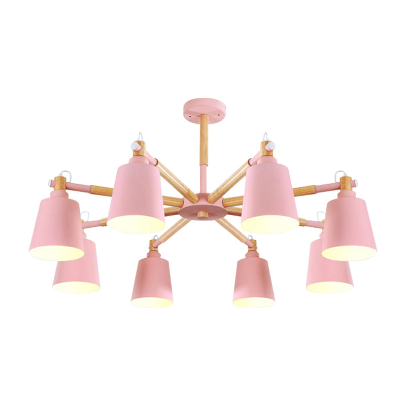 Macaron Metal Chandelier: Stylish Hanging Light With 8 Lights For Kids Bedroom