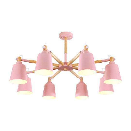 Macaron Metal Chandelier: Stylish Hanging Light With 8 Lights For Kids Bedroom