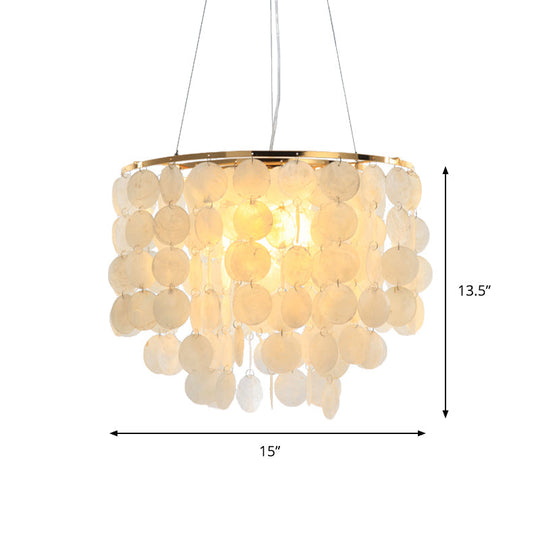 Modern Shell Tiered Chandelier Pendant Light - 4 Lights White Dia Sizes: 15 19.5 27.5