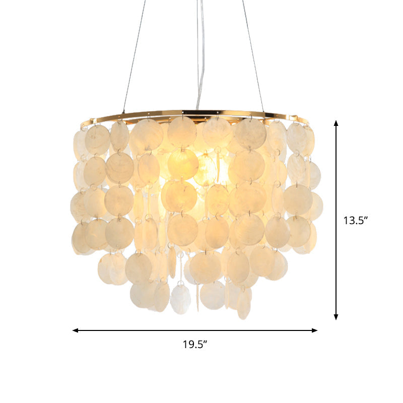 Modern Shell Tiered Chandelier Pendant Light - 4 Lights White Dia Sizes: 15 19.5 27.5