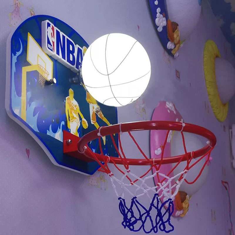 Multi-Color Sports Wall Lamp: Basketball Hoop Glass Sconce Light For Boys Bedroom