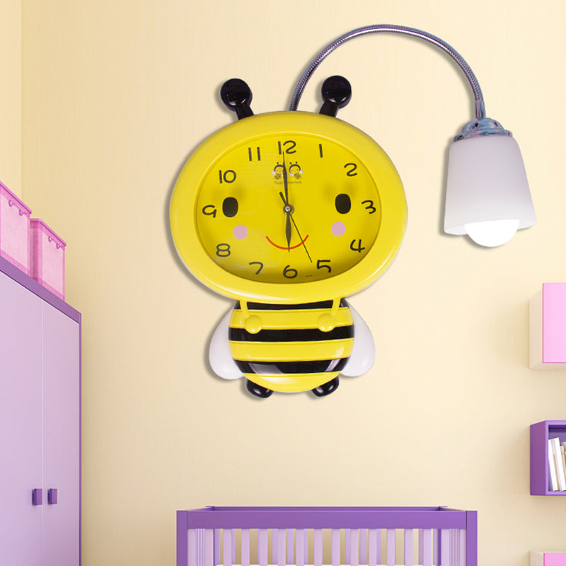 Yellow Bee Wall Light - Cartoon Plastic Sconce For Boys And Girls Bedroom