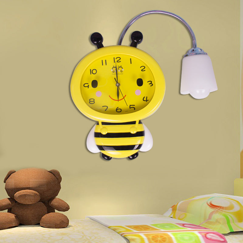 Yellow Bee Wall Light - Cartoon Plastic Sconce For Boys And Girls Bedroom