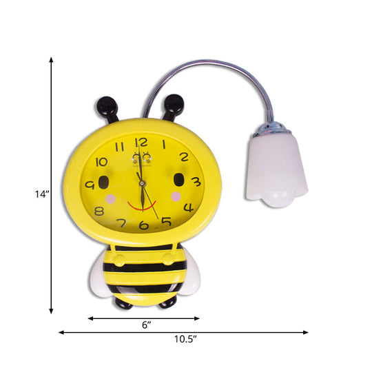 Yellow Bee Wall Light - Cartoon Plastic Sconce For Boys And Girls Bedroom