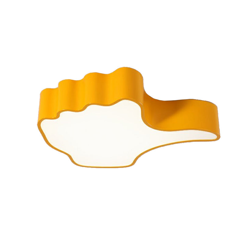 Modern Yellow Thumbs-Up Acrylic Flush Ceiling Light For Childs Bedroom