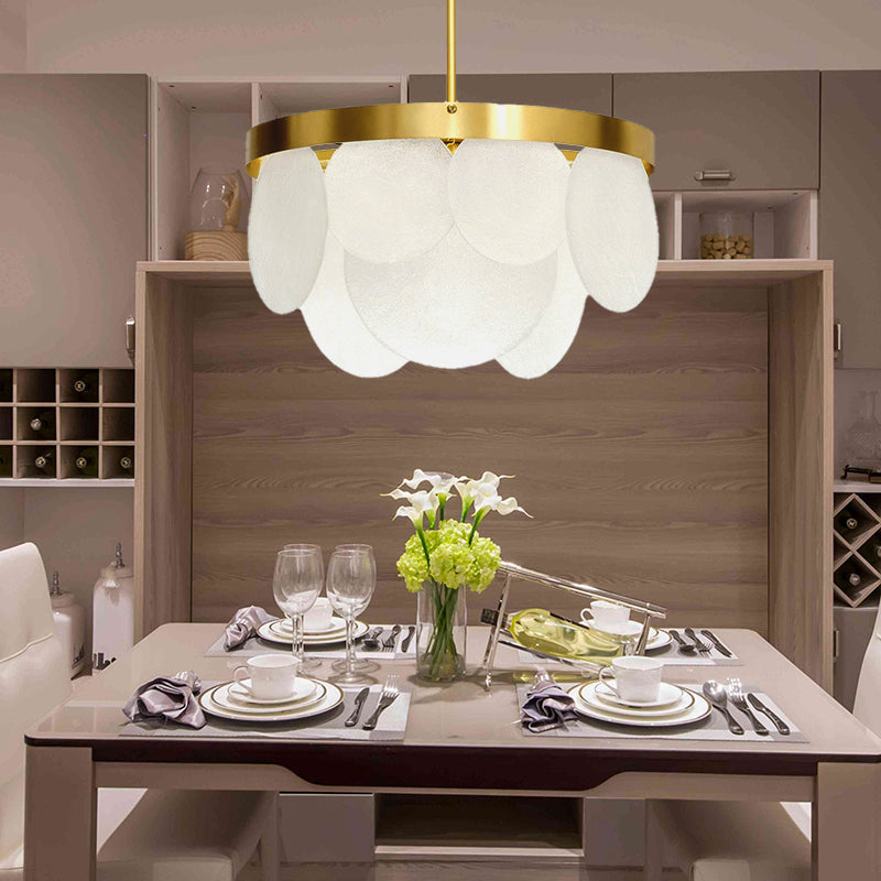 Golden Round Ceiling Pendant Chandelier - Wide 18/23.5/31.5 Modern Style With 4 Frosted Glass Lights