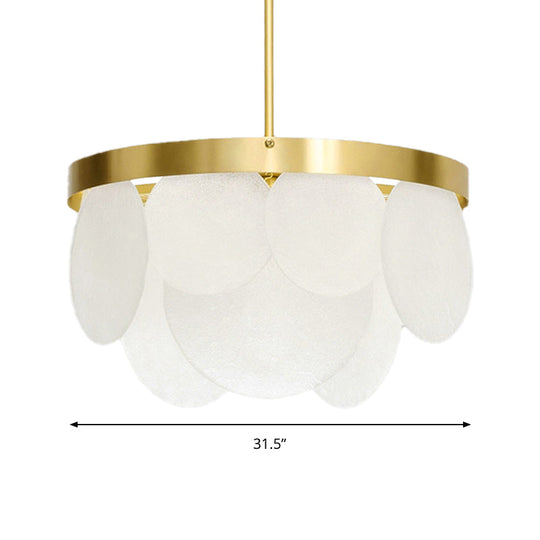 Golden Round Ceiling Pendant Chandelier - Wide 18/23.5/31.5 Modern Style With 4 Frosted Glass Lights