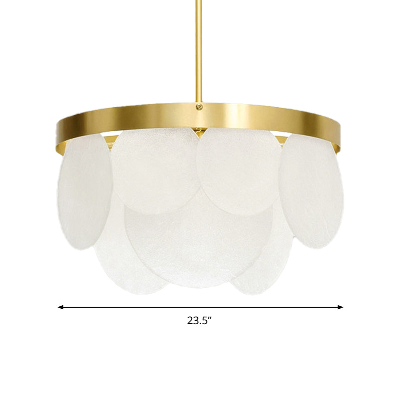 Golden Round Ceiling Pendant Chandelier - Wide 18/23.5/31.5 Modern Style With 4 Frosted Glass Lights