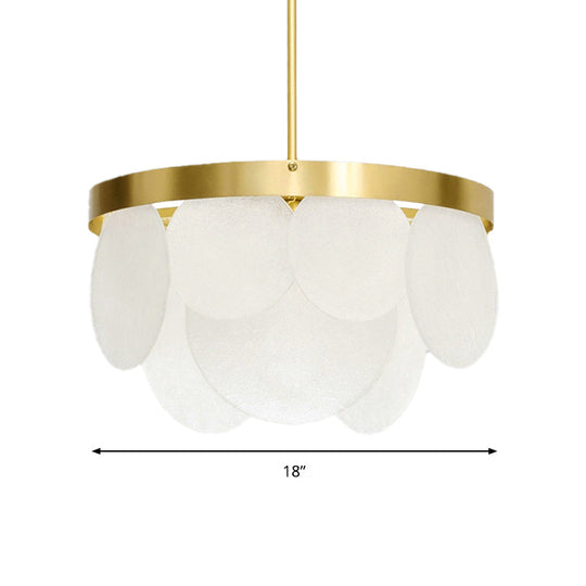 Golden Round Ceiling Pendant Chandelier - Wide 18/23.5/31.5 Modern Style With 4 Frosted Glass Lights